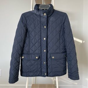 J.Crew Factory Navy-colored Quilted Jacket with Gold details